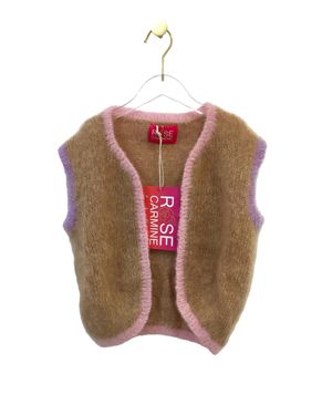 Rose Carmine Bolero Colorblock Tricolor Vest - Brown