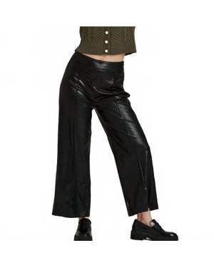 Another Love Sparkle Wide Leg Leather Pants - Black
