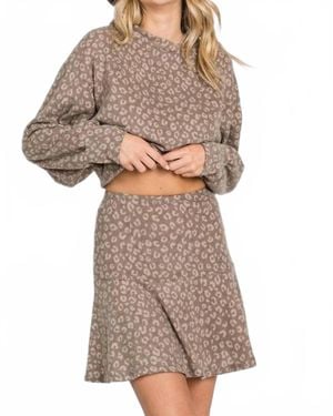 Geegee Leopard Mini Skirt - Gray