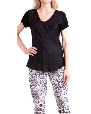 Gigi Moda Nola Satin Scoop Neck Tee - Black