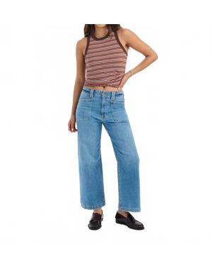 DAZE Valley Girl Wide Leg Ankle Jeans - Blue