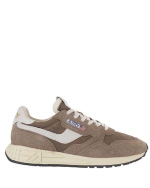 Autry Leather Blend Sneakers With Round Toe - Brown