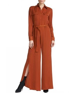 Elan Button Up Jumpsuit - Orange