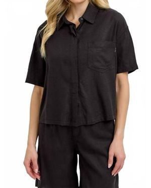 Risen Half Sleeve Oversize Linen Shirt - Black