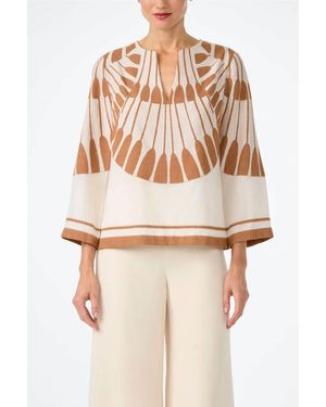 Trina Turk Amy Fil Coupe 3/4 Sleeve Top - Natural