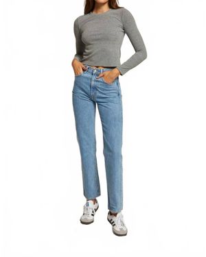 PERFECTWHITETEE Foxx Rib Long Sleeve Tee - Blue