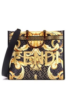 Versace X Fendi Fendace Sunshine Shopper Tote Printed Zucca Jacquard - Metallic