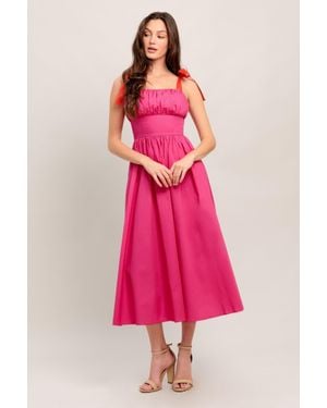 TRUEDAMES Evening Delights Fuchsia Woven Midi Dress - Pink