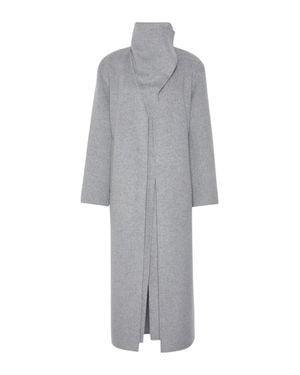 Sportmax Double-Breasted Virgin Wool Coat - Gray