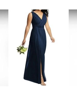 The Dessy Group Shirred Chiffon Gown - Blue