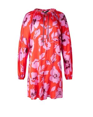 Iris Setlakwe Satin Floral Print Tunic Dress - Red