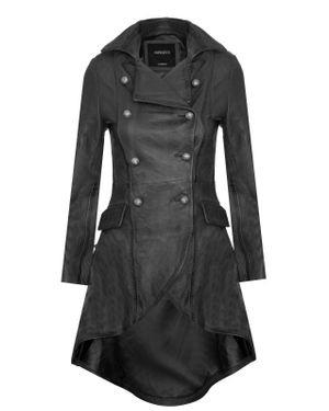 Infinity Leather Gothic Victorian Coat-Accra - Black
