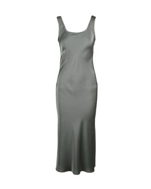 MARELLA MONOCHROME Fluid Midi Slip Dress With Wide Shoulder Straps - Gray