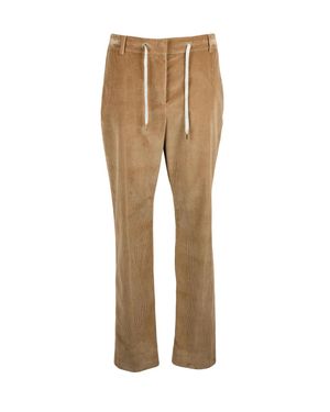 Eleventy Straight-Leg Cotton Pants With Subtle Ribbed Texture - Natural