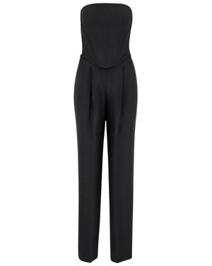 Pinko Elegant Bustier Jumpsuit With Wide Pants - Black