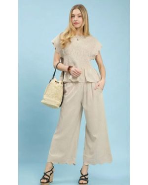 Umgee Pinstripe Wide Leg Pants - Blue