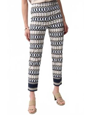 Joseph Ribkoff Geometric Print Straight Ankle Pants - Black