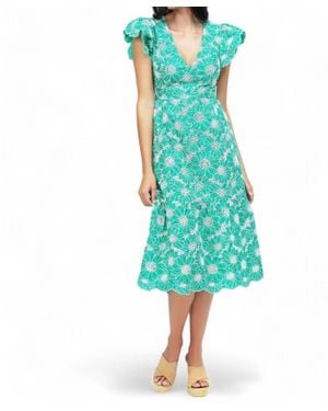 Lost + Wander Embroidered Midi Dress - Blue
