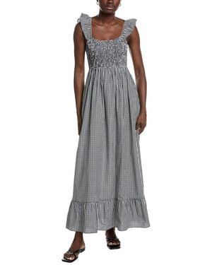 Garrie B Seersucker Midi Dress - Gray