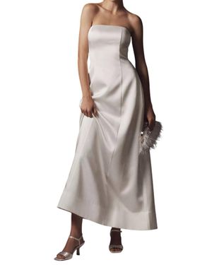 Mare Mare Piper Strapless Satin Fit & Flare Maxi Dress - Brown