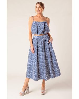 TRUEDAMES The Beauty Of Now Woven Eyelet Top And Skirt Set - Blue