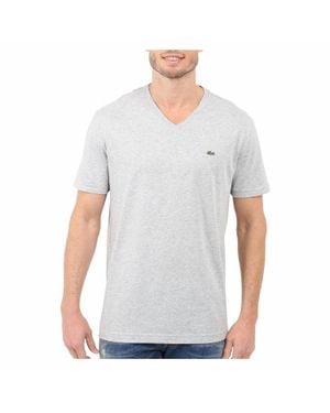 Lacoste Standard Short Sleeve Pima V-Neck Tee - Gray