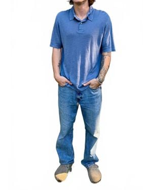 Hartford Linen Short Sleeve Polo - Blue