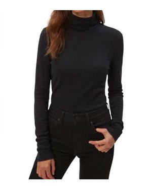 Michael Stars Jolene Supima Turtleneck Top - Black