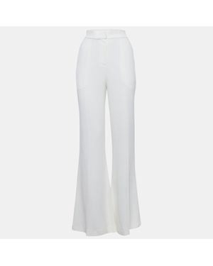 Elie Saab Crepe High-Rise Flared Pants S - White