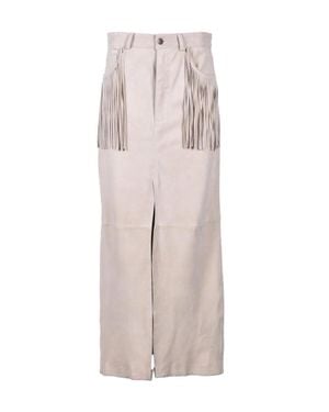 Wild Cashmere Long Suede Leather Skirt - White