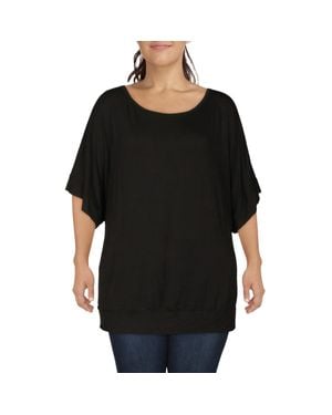 24seven Comfort Apparel Scoopneck Flowy Pullover Top - Black