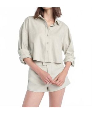 FAVORITE DAUGHTER Crop Ex-Boyfriend Shirt - Gray