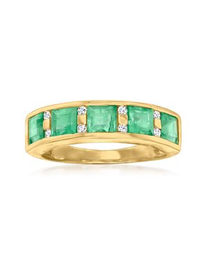 Ross-Simons Emerald Ring With Diamonds - Green