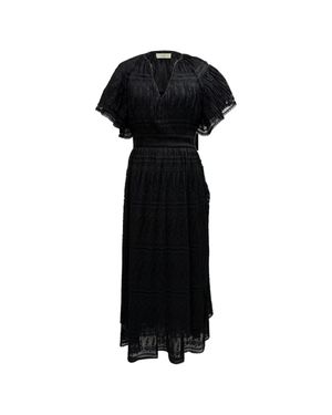 Sandro Pleated Midi Dress in Black | Lyst