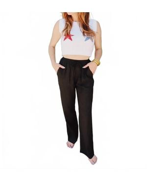 Crescent Lyra Linen Straight Leg Pants - Black