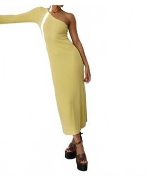 LNA Holden Rib One Shoulder Dress - Yellow
