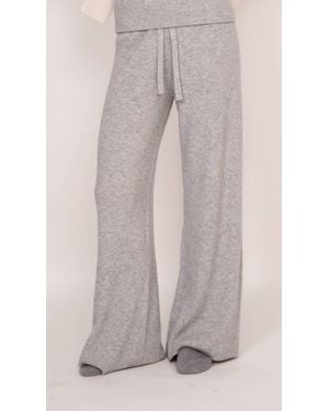Kathryn Mccarron Maya Ribbed Cashmere Wide Leg Pant - Gray