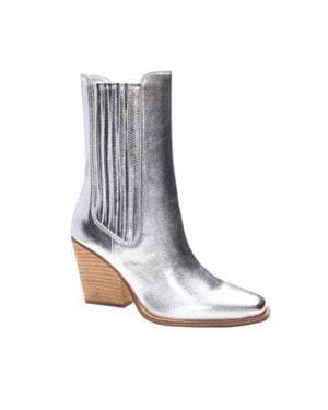 Chinese Laundry Pointed Toe Pleather Calf Boots - White