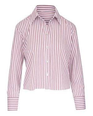 Vince Striped Cropped Long-Sleeve Viscose-Blend Shirt - Pink
