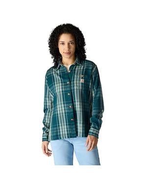 Carhartt Tencel Fiber Series Shirt Plaid Twill Loose Fit Jax1575 - Blue