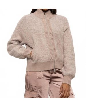 Sanctuary Boucle Knit Bomber Jacket - Brown