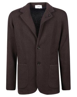 Lardini Ribbed Virgin Wool-Blend Knit Blazer - Black