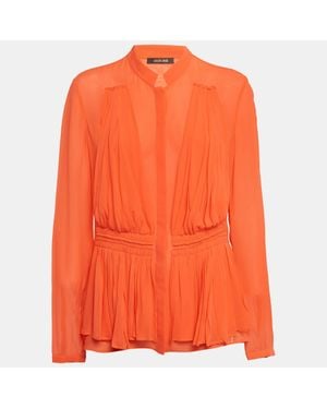 Roberto Cavalli Light Silk Pleated Blouse - Orange