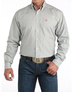 Cinch Print Button Down Shirt - Gray
