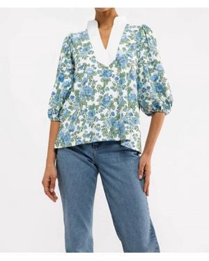 Smith & Quinn Eliza V Neck Top - Blue