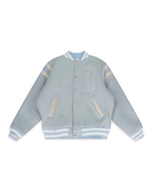 Rhude Mint Wool Lightning Varsity Jacket - Blue