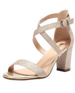 IDIFU Grace Block Heel Cross Strap Sandals - Natural