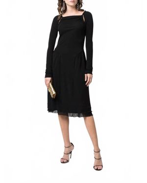 Ferragamo Cut-Out Detailed Midi Dress - Black