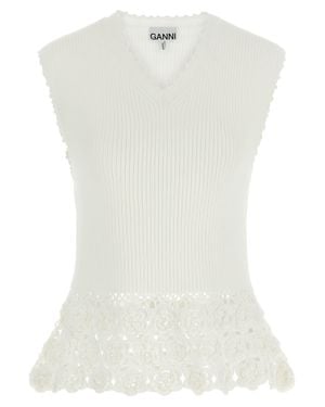 Ganni Organic Cotton Sleeveless Jacket - White