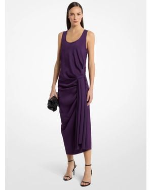 Michael Kors Draped Satin Tank Dress - Purple